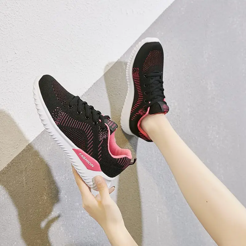 New Fashion Lightweight Running Shoes Woman Summer 2023 Breathable Weave Women's Platform Sneakers Big Size 41 Sport Shoes Women