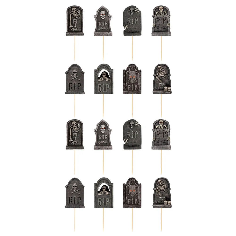 

Cupcake Picks Cake Decor Toppers Topper Party Tombstone Graveyard Dessert Horror Pick Decorations Style Gravestone Ornament