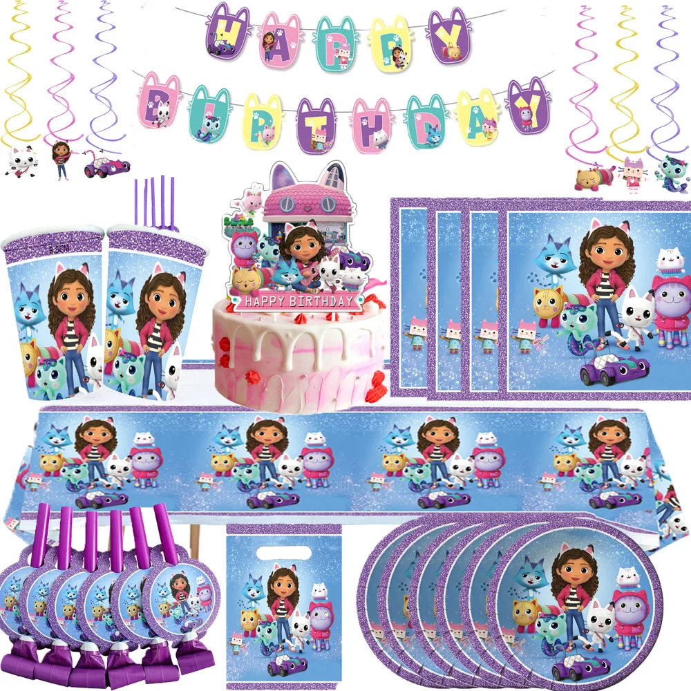 

Новая тема Габи кукольного домика одноразовая посуда тарелка для чашки соломенная Салфетка скатерть ложка для дня рождения украшение для детского праздника