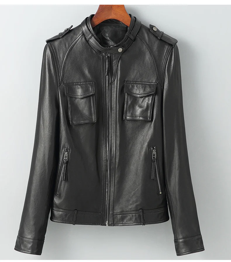 

2023 Real Genuine Leather Jacket Women Fashion Vintage Short Motorcycle Women Coat Korean Womens Clothing Veste En Cuir
