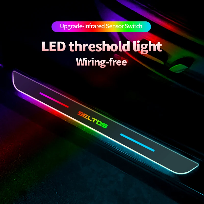 

Customized Car LED Welcome Pedal Car Scuff Plate Pedal Door Sill Pathway Light For Kia Seltos Auto Accessories