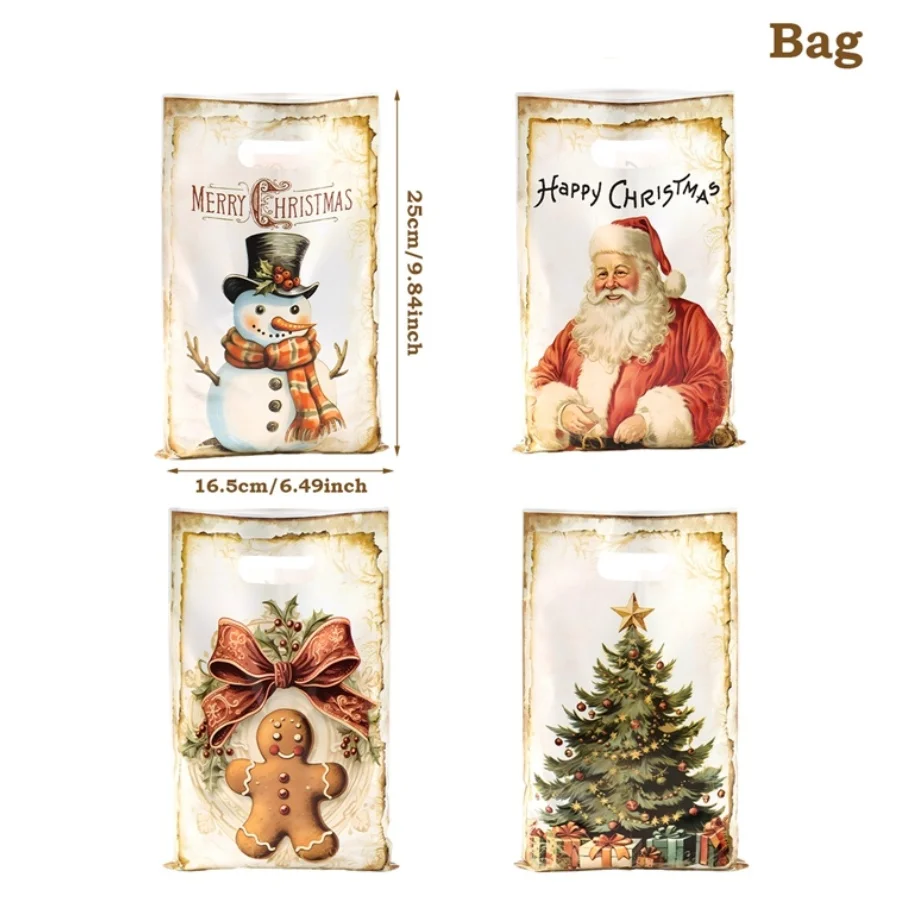 

10/25/50 шт., рождественские сумки для конфет Санта-Клауса, рождественские подарки, сумки для печенья на 2025 год, рождественские праздничные сувениры, подарки, Новый год 2026