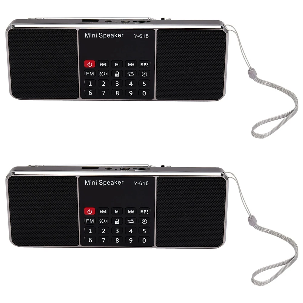 

2X Y-618 Mini Fm Radio Digital Portable Dual 3W Stereo Speaker Mp3 Audio Player High Fidelity Sound Quality