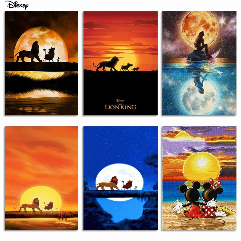 

5d алмазная живопись, Дисней, Микки, Минни, тени, искусственная вышивка, мультяшная Вышивка крестиком, мозаика, домашний декор, брендовые деко...