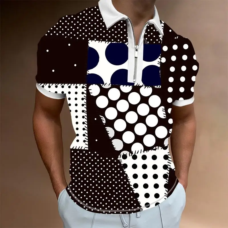 

polka dot Men Polo Men Shirt Short Sleeve Polo Shirt Contrast Color Polo New Clothing Summer Streetwear Casual Fashion Men tops