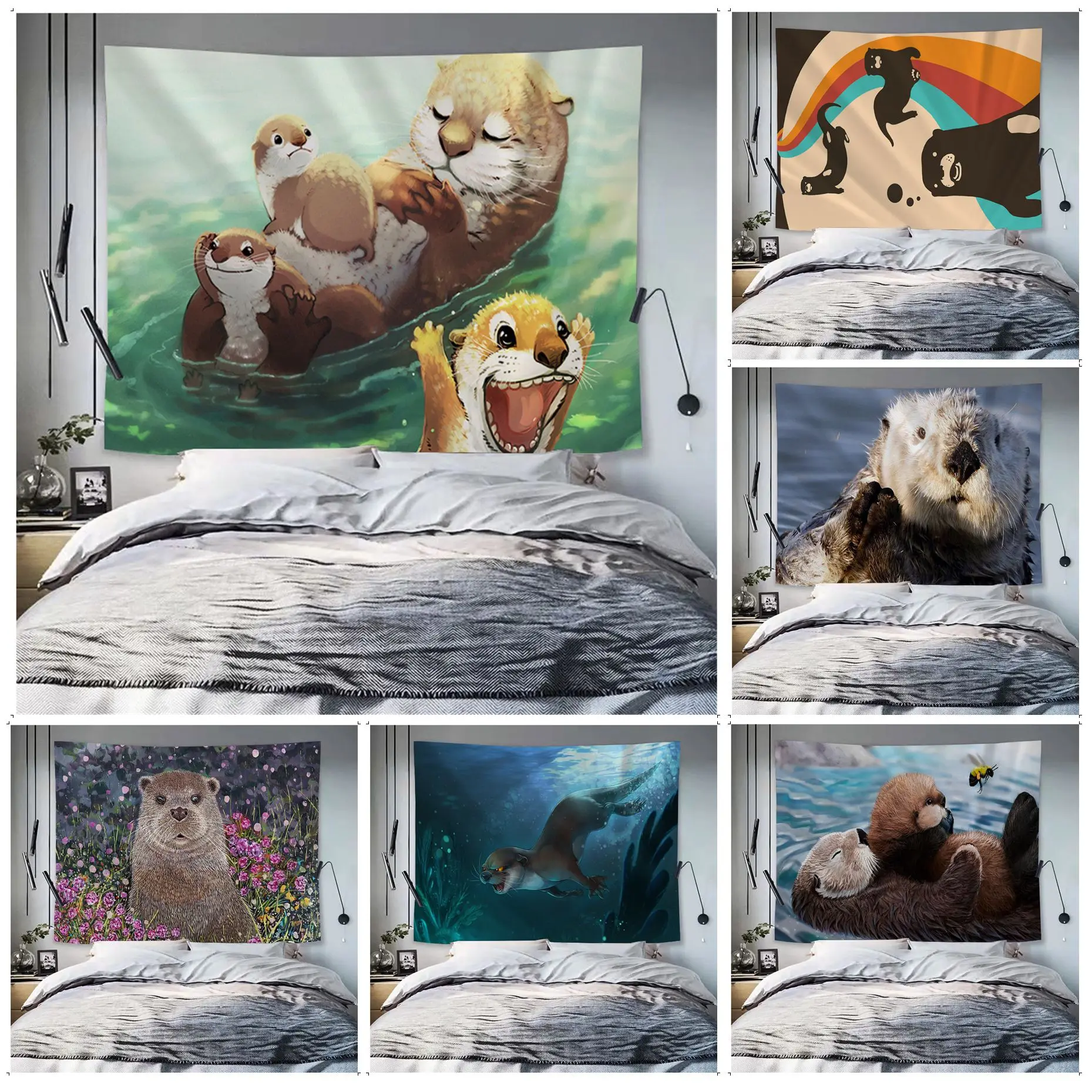 

Otter Pet Lover Chart Tapestry Cheap Hippie Wall Hanging Bohemian Wall Tapestries Mandala Art Home Decor