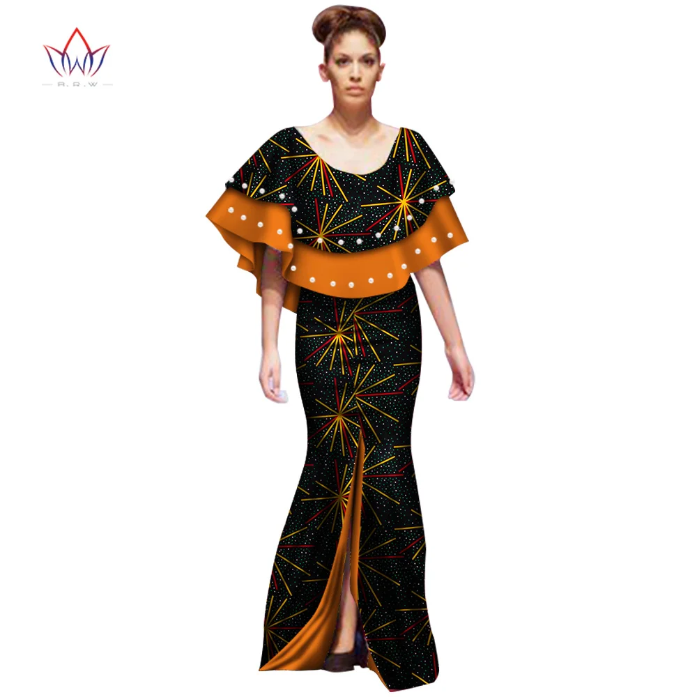 African Dresses For Women O-neck Clothing Africa Print Wax Dashiki African Dresses For Women Cotton Christmas Dresses WY2874