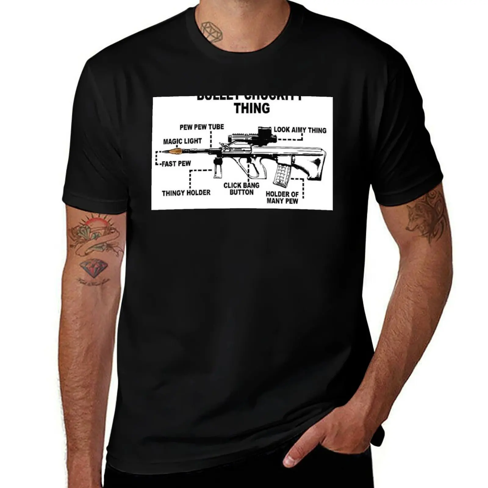 F88-Austeyr Gun Anatomy T-Shirt забавные костюмы для любителей спорта мужские рубашки