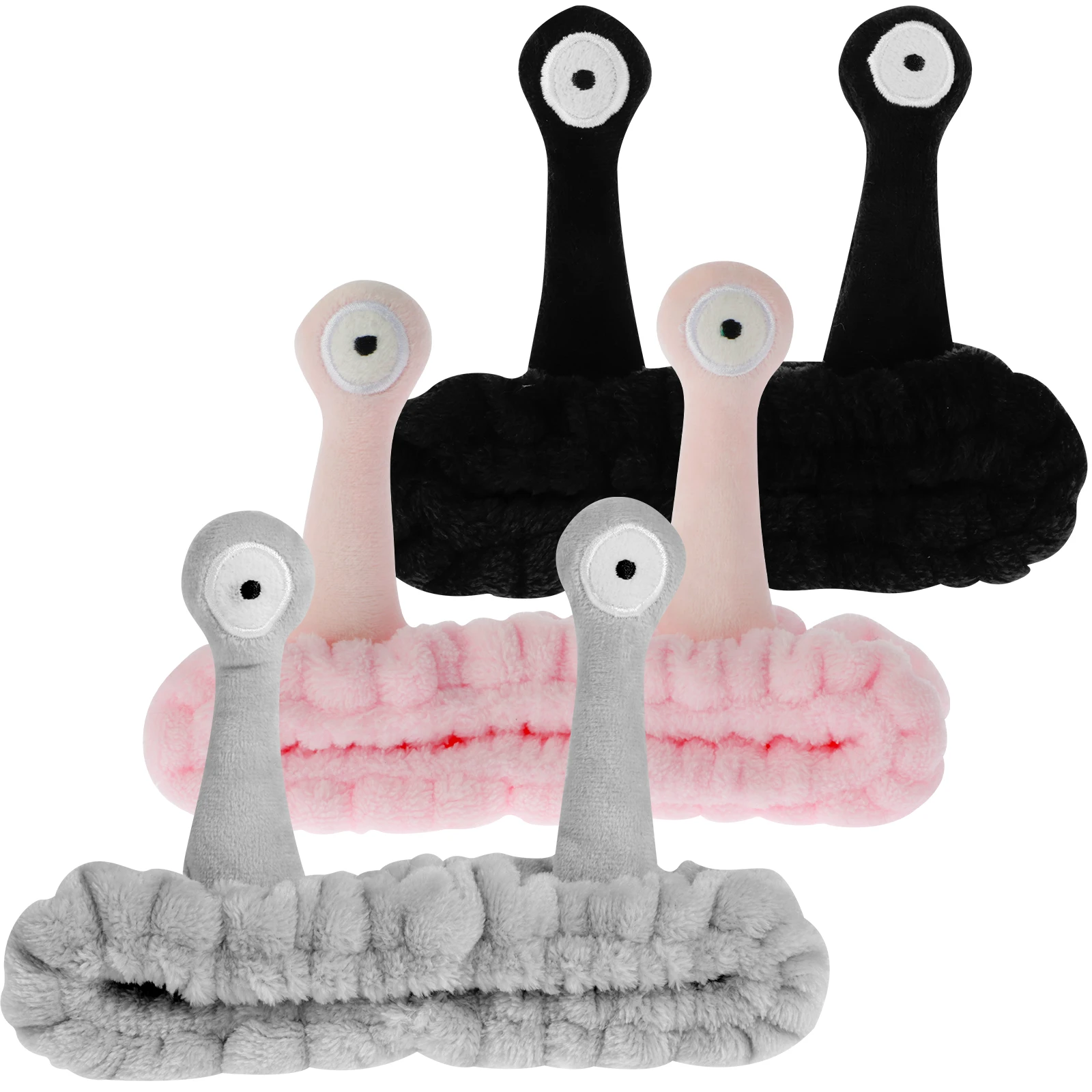

3Pcs Face Wash Headband Cute Snail Makeup Headbands Comfortable Elastic Spa Hair Bands Soft Flannel Headband Makeup Headband