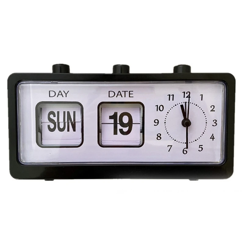 

New Manual Page Turning Alarm Clock Digital Clock Square Versatile Alarm Clock Study Calendar Fashion Clock