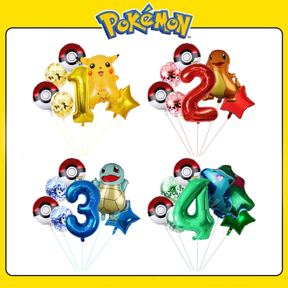 

Pokemon Cartoon Character Creative Number Aluminum Film Balloon Children's Birthday Party Atmosphere Decoration Arrangement Toys