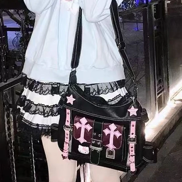 Hello Kitty Gothic Punk Crossbody Bag - Vintage Pink 3