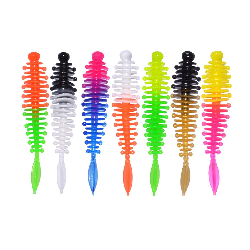 

10pcs Needle Tail Soft Maggot Bait 55mm 1g Silicone Fishing Lure Threaded Maggot Artificial Worm Baits