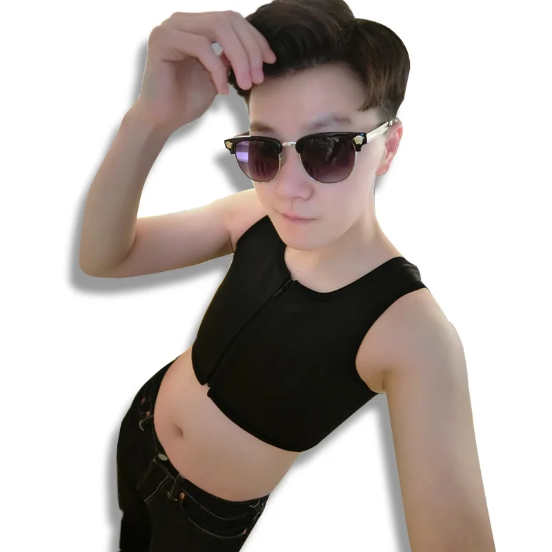 

HaleyChan Plus Size Women Tomboy Trans Lesbian FTM Middle Zipper Chest Binder Corset Top Short Tank Top Crop Top Women Underwear