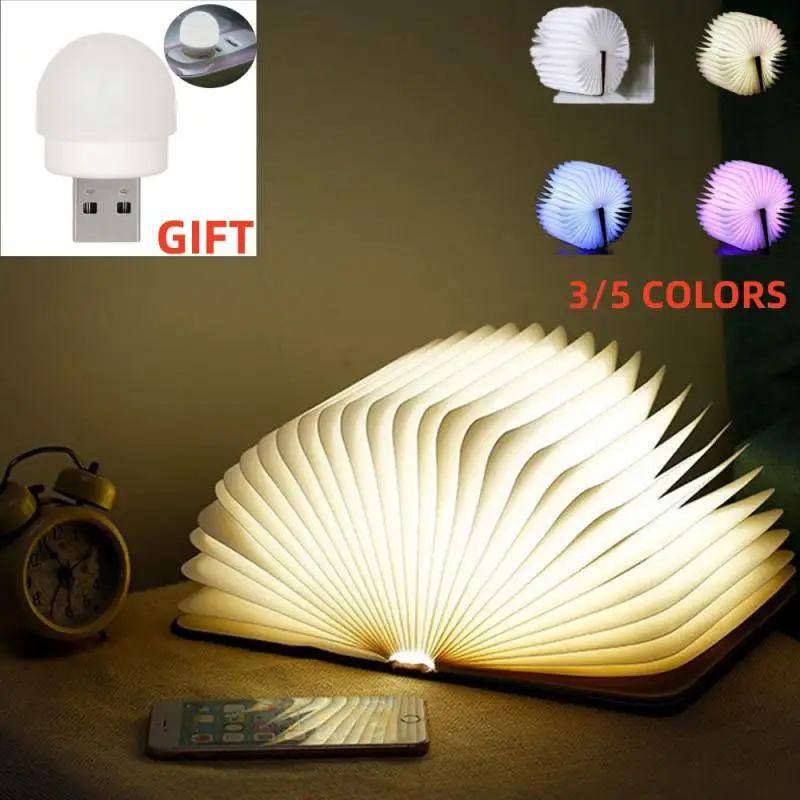 

LED Wooden Book Lamp Children Reading Light USB Bedside Table Lamp 3 Color Bedroom Art Decor Night Light For Kids Birthday Gift