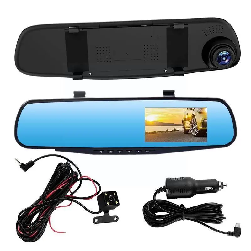 

4.3in Car Dvr Dash Cam Front And Rear Video Recorder Recording 1080p Night Reverse Camera Dash Lens Auto Dual Vie Z0n0