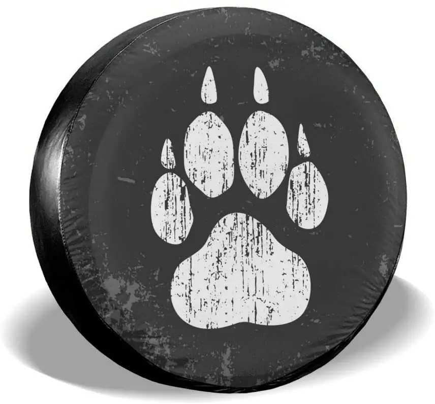 

Delerain Dog Paw Print Spare Tire Covers Waterproof Dust-Proof Spare Wheel Cover Universal Fit for Jeep, Trailer, RV, SUV, Truck