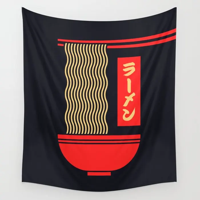 

Ramen Minimal Black Tapestry Wall Hanging Hippie Tapestries Rugs Home Living Room Dorm Decoration Tablecloths Blanket