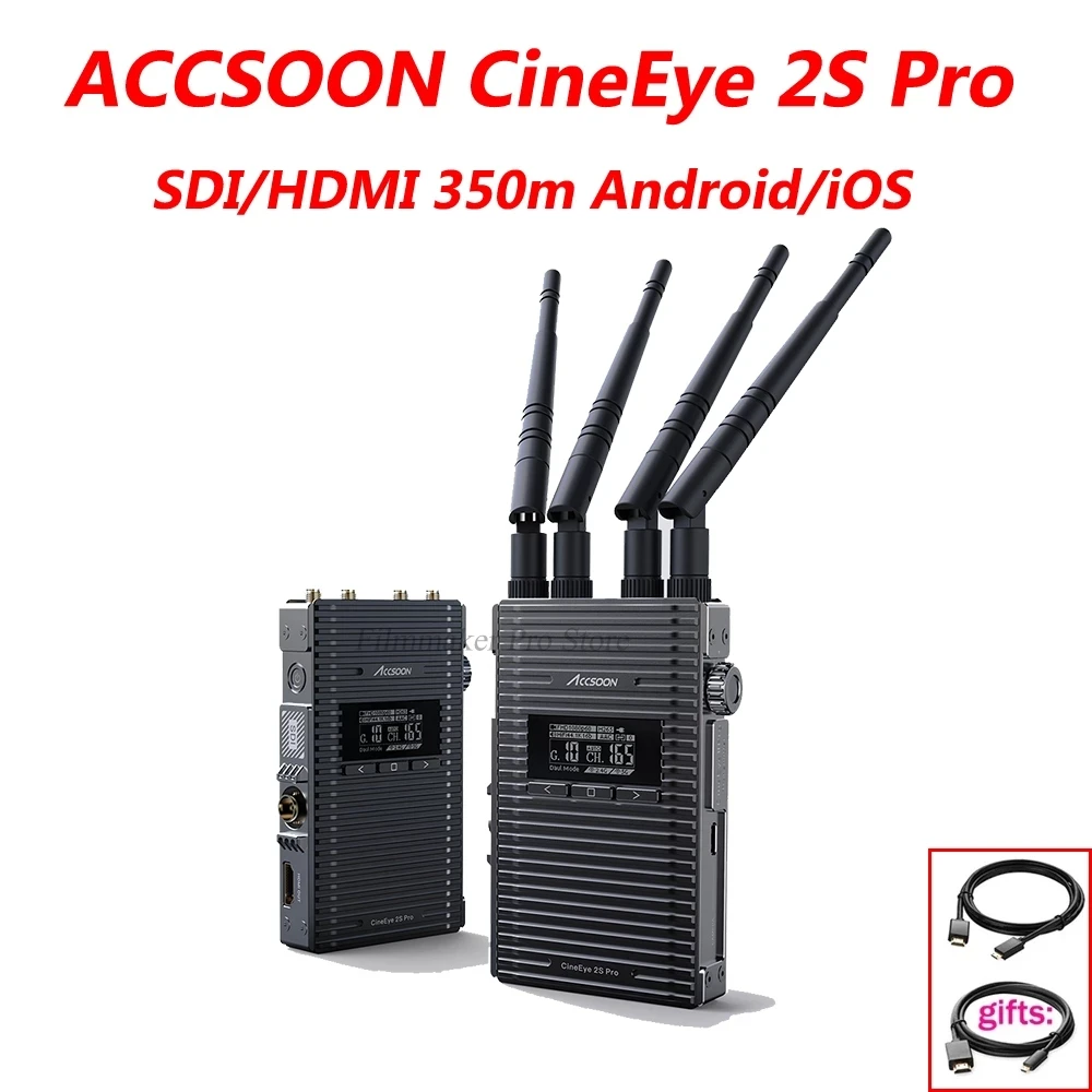 

ACCSOON CineEye 2S Pro 2.4Ghz 5Ghz Dual channel Wireless video Transmission Monitor System SDI 1080P 350m for camera