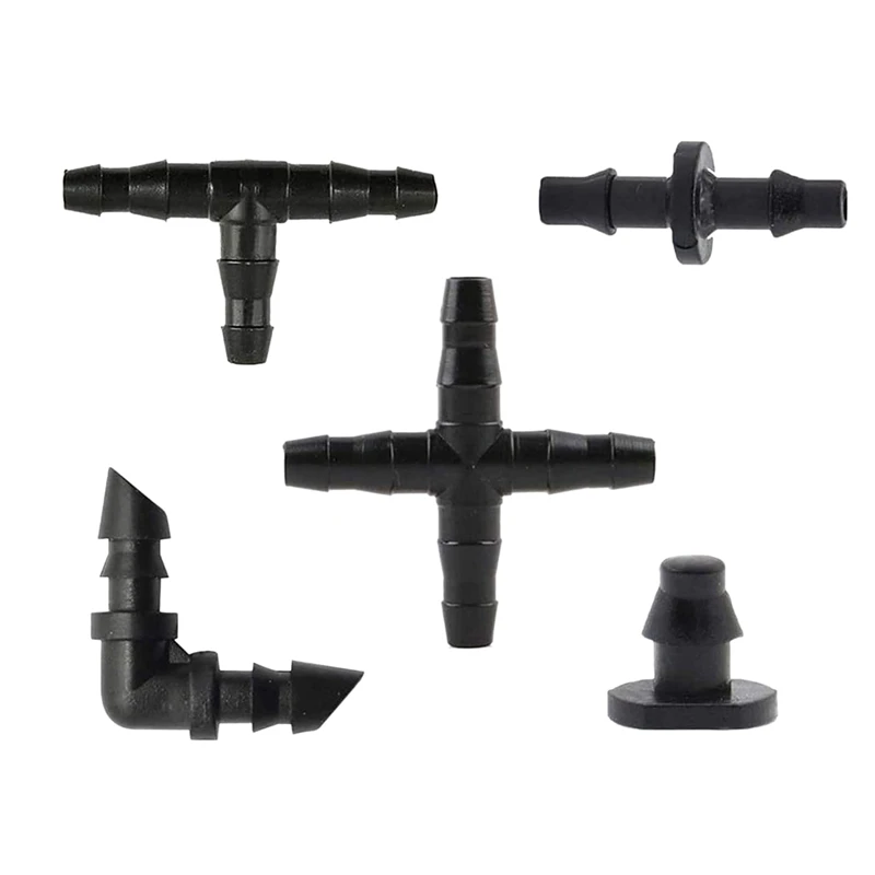 

200Pcs Irrigation Fittings Kit Drip Irrigation Barbed Connectors for 1/4Inch Vegetable Garden Lawn Water Hose Connectors