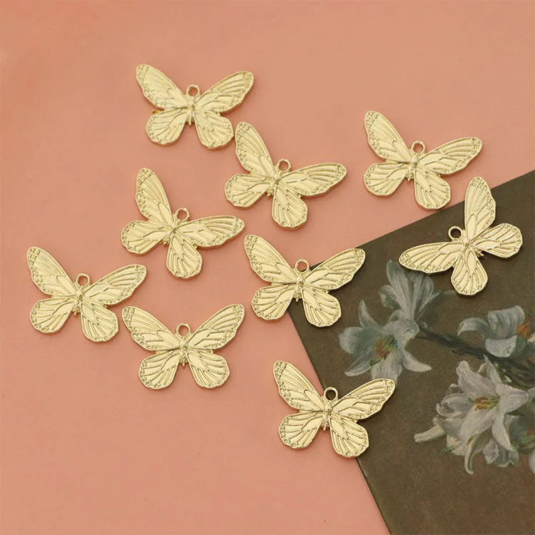 

10 шт. подвески-бабочки ручной работы, подвески золотого цвета из сплава, аксессуары для изготовления ювелирных изделий своими руками