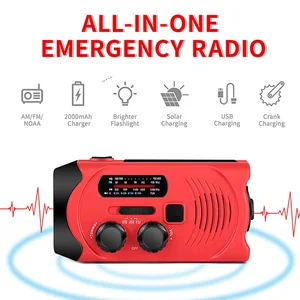 emergency radio receiver frequency led flashlight alarm power bank hiking backpacking multifunctional phone charger speaker blue free global shipping