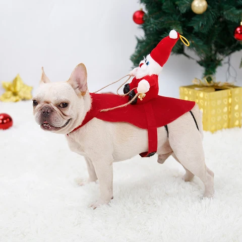 Рождественский костюм NONOR для собак и кошек, одежда для косплея с Санта-Клаусом для езды на питомце, Рождественская одежда для вечеринки, одежда для больших и маленьких собак