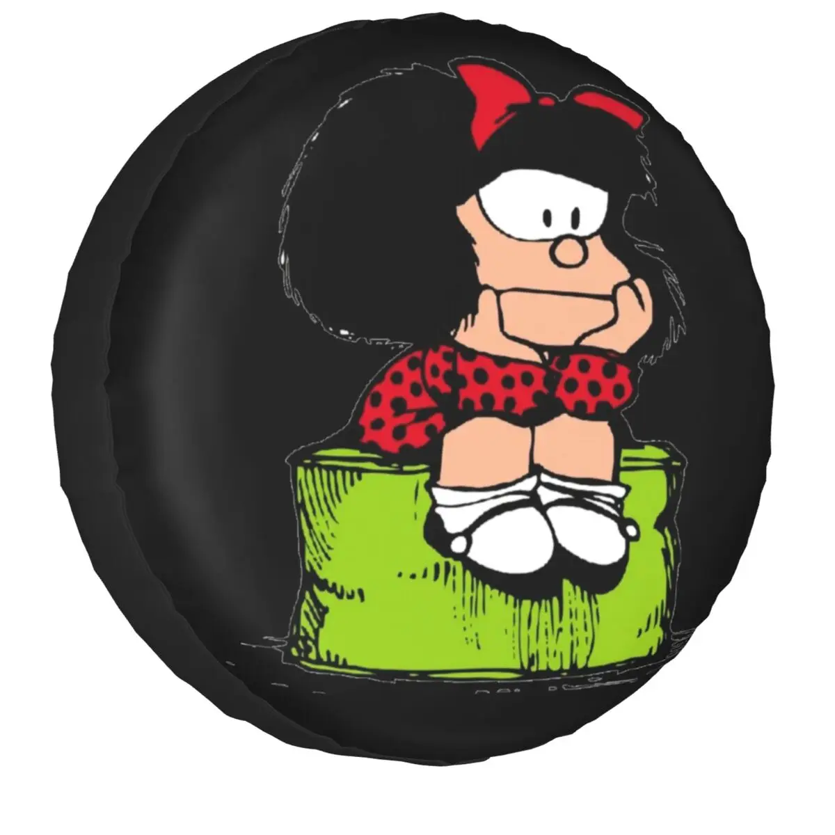 

Чехол для запасной шины Mafalda Thinking для Jeep Quino, комикс, мультяшный прицеп для автомобиля, защита колес 14, 15, 16, 17 дюймов