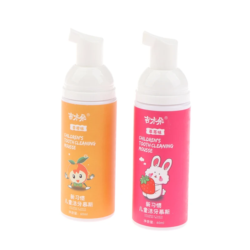 

Hot 60ml Children Toothpaste Swallowable Mousse Toothpaste Daily Stain Removal Teeth Mouth Cleaning Strawberry/orange Flavor