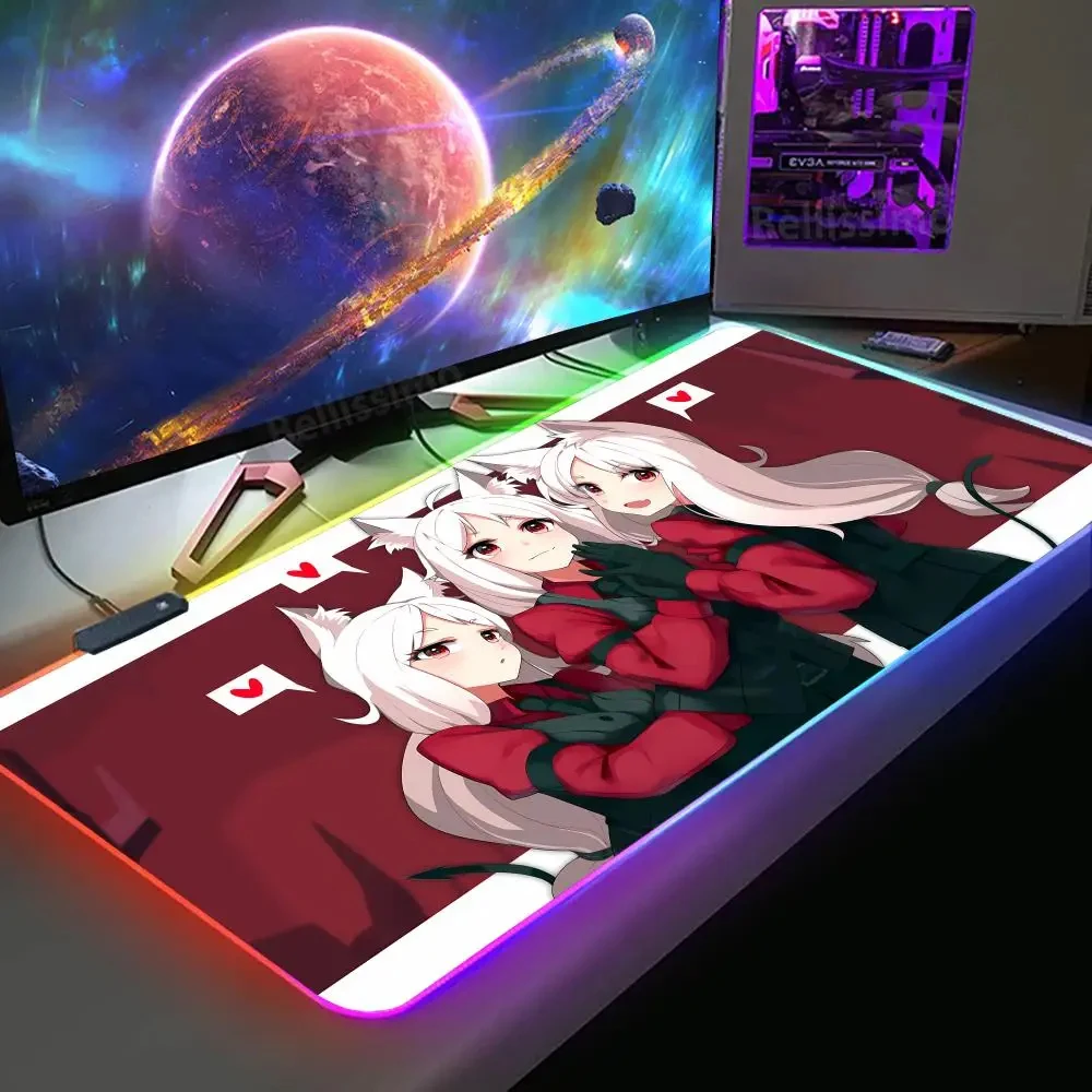 Резиновый коврик для клавиатуры девочек игровой мыши с RGB подсветкой в стиле