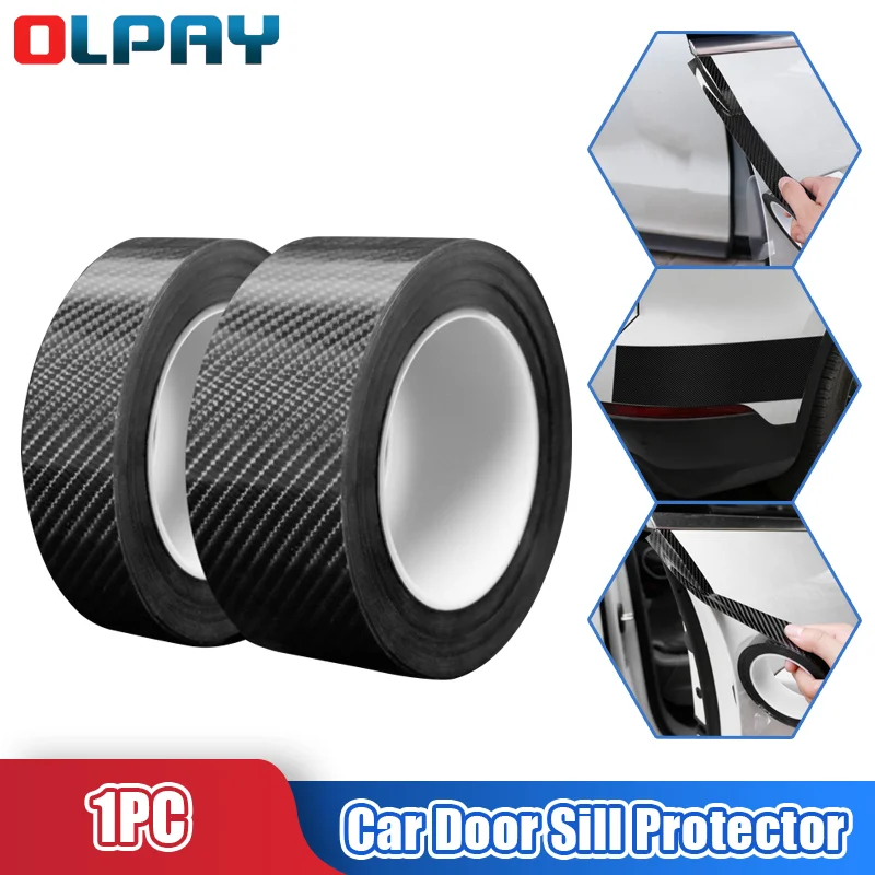 

Защитная пленка для порога автомобиля, протектор бампера, углеродное волокно, автомобильная пленка, 5D Глянцевая Автомобильная Пленка, само...