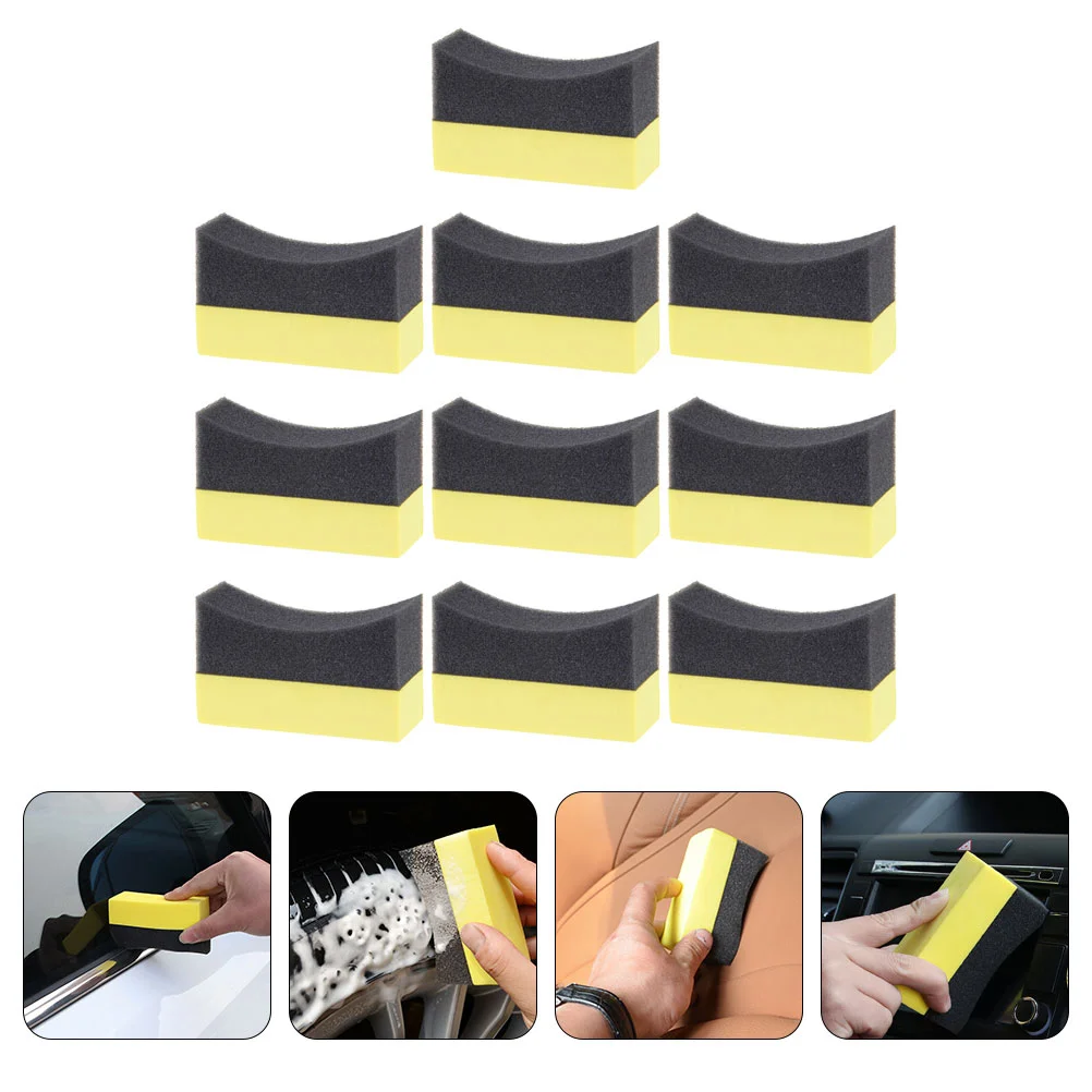 

10 Pcs Car Wash Sponge Tire Shine Applicator Pad Cleaning Scrubber Wax Microfiber Towels Pads Quick Dry Gloss