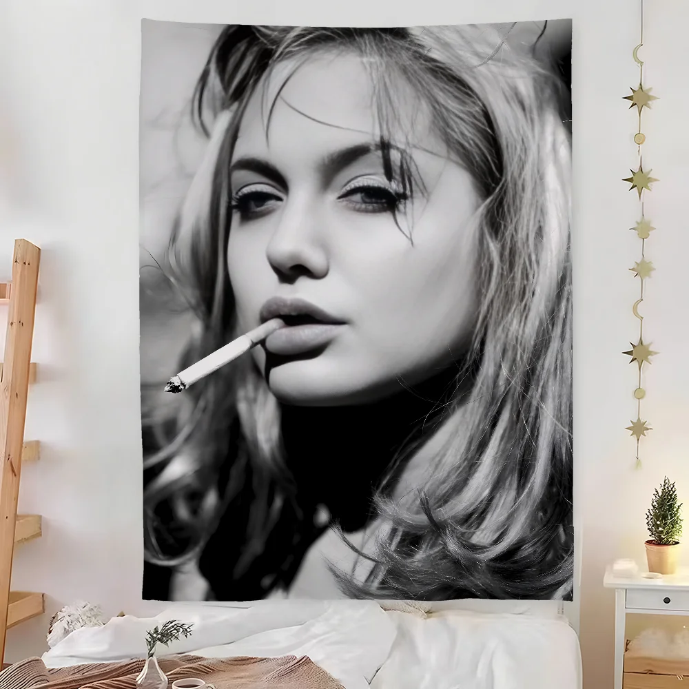 Angelina J-Jolie V-винтажный гобелен для спальни гостиной бара уличный фестиваль из