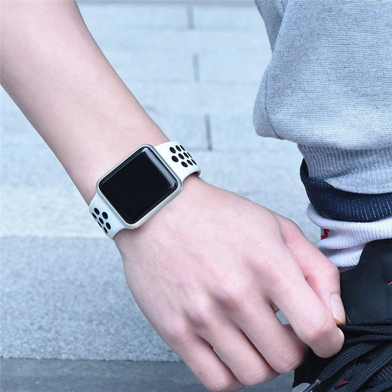 Silicone Strap For Apple Watch Band 49mm 44mm 40mm 42mm 45mm 41mm Breathable Watchband Bracelet iWatch Series Ultra 8 7 6 SE 5 3