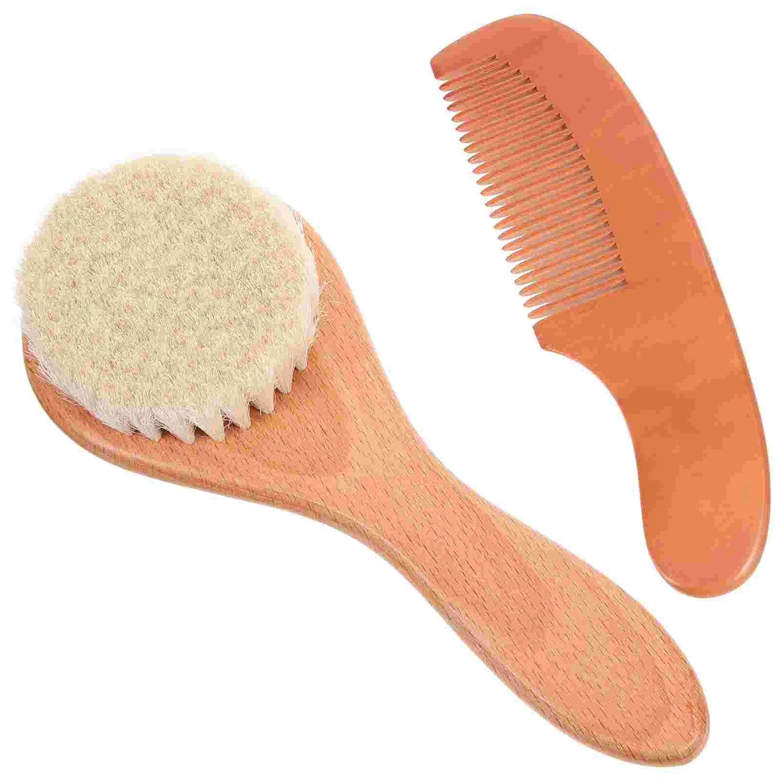 

1 Set of Multi-use Wool Brush for Baby Wooden Comb Baby Brush and Comb Hair Care Brush Comb Set