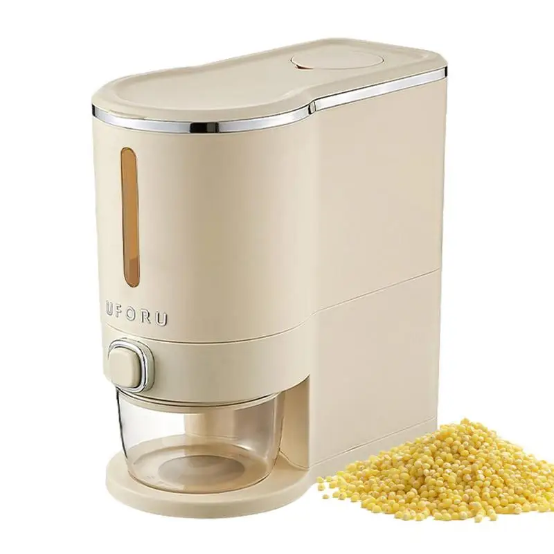 

Диспенсер для риса, емкость для еды с чашкой, герметичное ведро для риса, автоматическая коробка для хранения риса для морозильных камер, холодильников, столешниц
