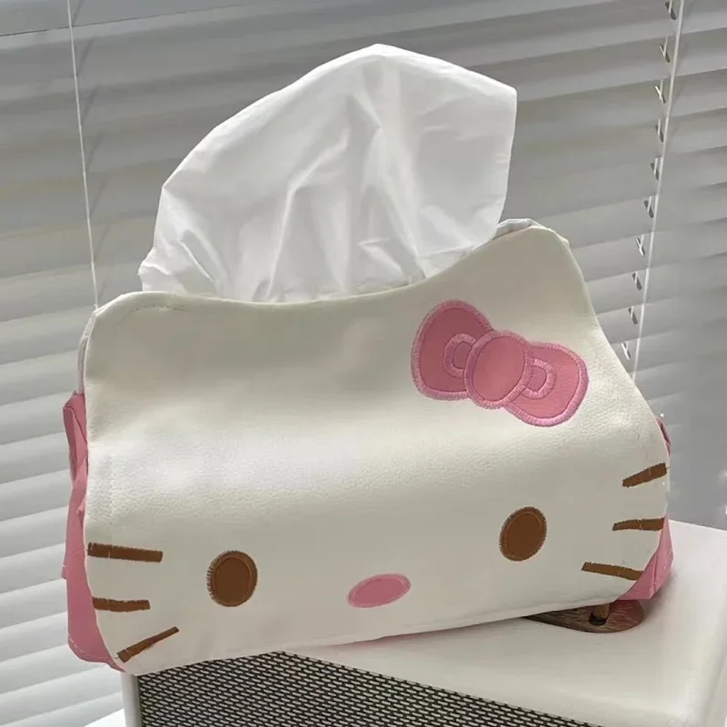 

Hello Kitty коробка для салфеток, милая мультяшная бумажная коробка, кожаная Водонепроницаемая бумажная коробка для женщин и девушек, портативная складная картонная коробка для салфеток