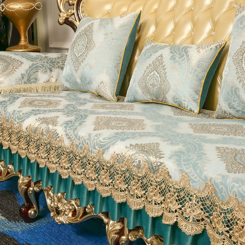 

Luxury Jacquard 3 Seater Sofa Cover Lace Leather Couch Slip Covers Loveseat Armrest Cover L Shape Sofa Towel European Decorative