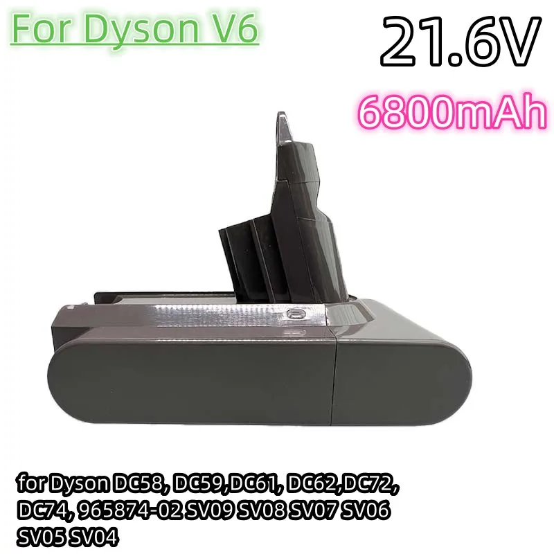 

6800mAh 21.6V Lithium-Ion Battery For Dyson V6 Vacuum Cleaner DC58 DC59 DC61 DC62 DC74 SV09 SV07 SV03 965874-02