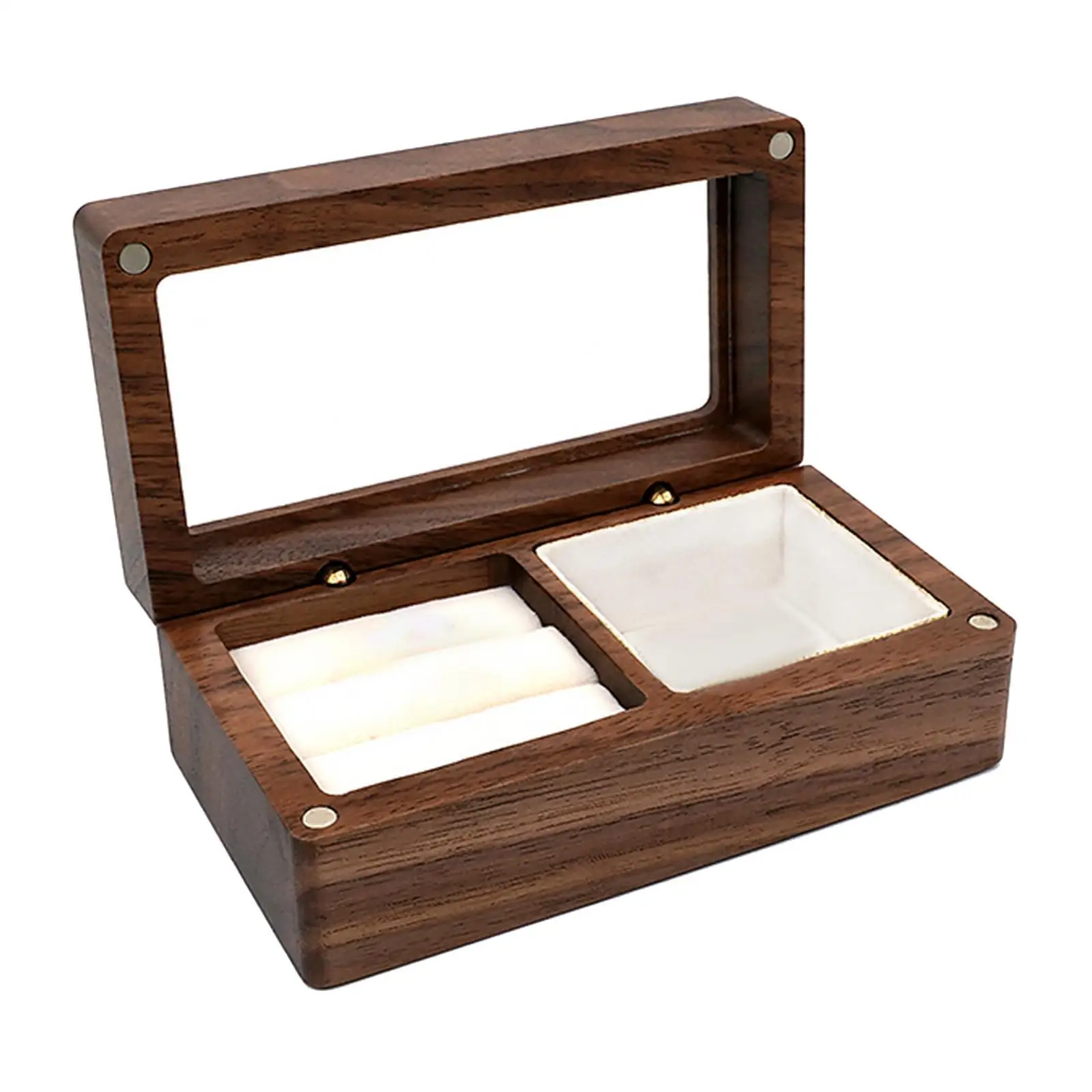 

Wood Jewelry Box Storage Case Organizer with Lid Keepsake Box Holder Ring Beige