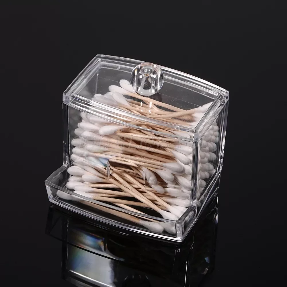New in HF Clear Acrylic Q-tip Holder Cotton Swabs Stick Box Cosmetic Makeup Storage Drop Shipping free shipping Tissues/Wipes	ti