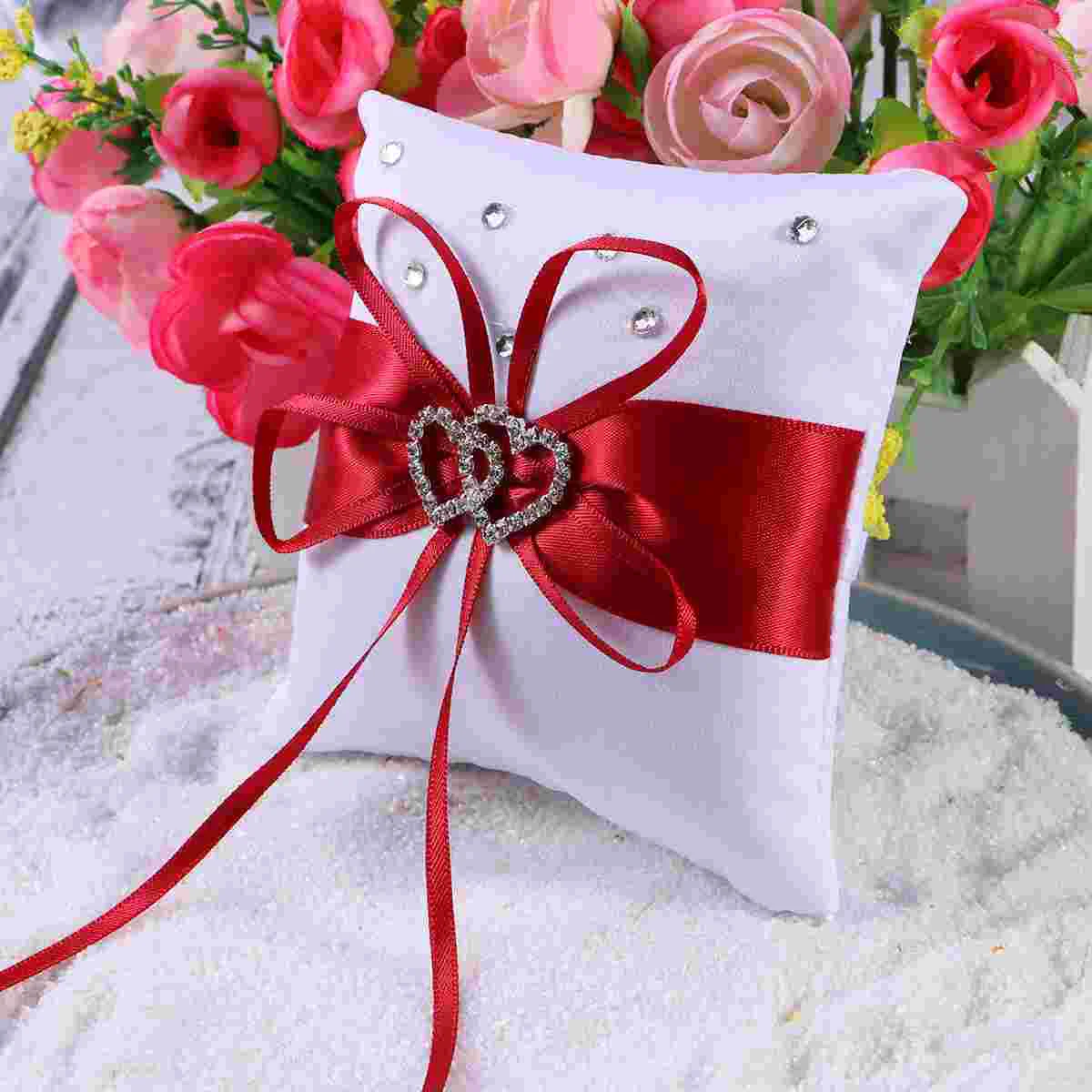 

Ring Bearer Pillow Flower Girl Pillows Wedding Basket Set Baskets Weddings Cushion Linen Holder Lace Decorated Box Rustic