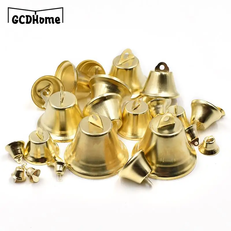 

10-50mm Gold Plated Bells Ornaments Trumpet Mini Jingle Bells for DIY Handmade Crafts Pet Hanging Party Wedding Christmas Decor