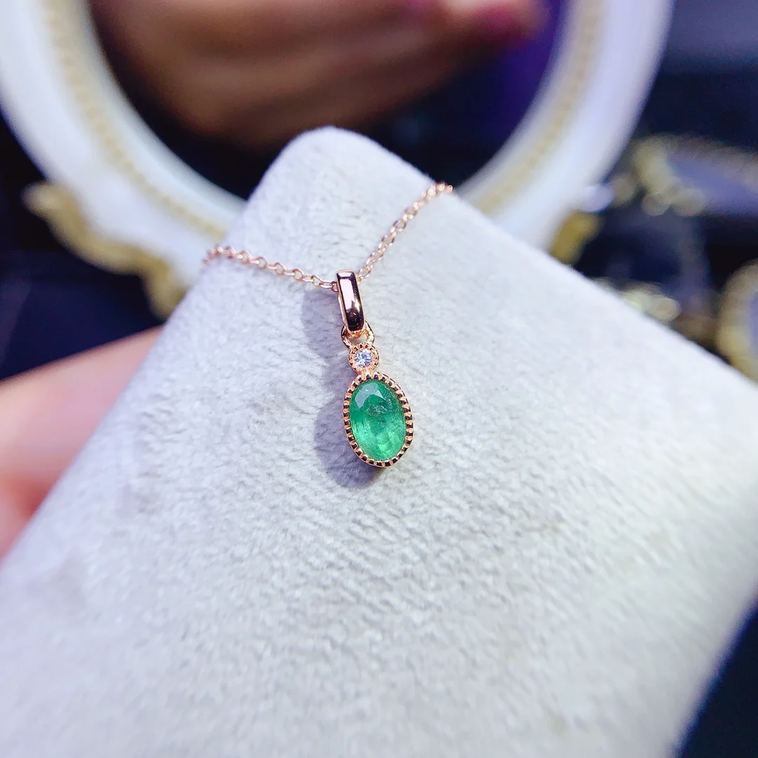 Женский кулон из серебра 925 пробы с натуральным изумрудом