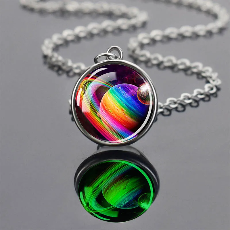 Космическая черная подвеска с отверстием стеклянный шар Юпитера Луны 16 мм Кулон