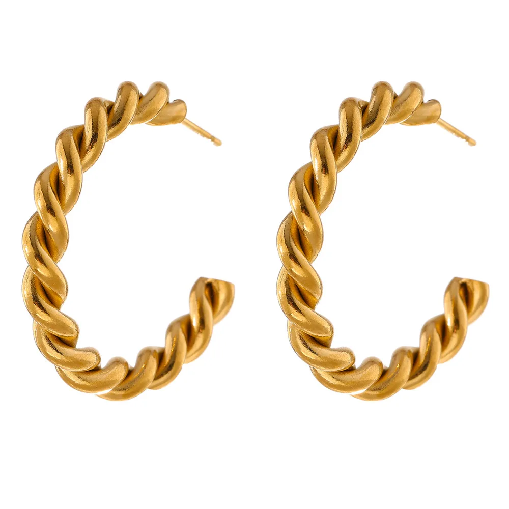 SITA 316L Stainless Steel 18K Gold Plated Charm Metal Twist Earrings for Women Fashion Jewelry Party Gift