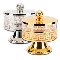 high quality unique european style shiny gold finish metal plastic saltsugarteacoffee jars dessert plate tableware dinnerware
