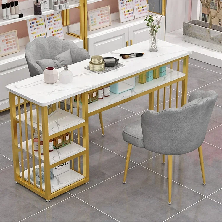 Комплект маникюрных столов с мраморным узором