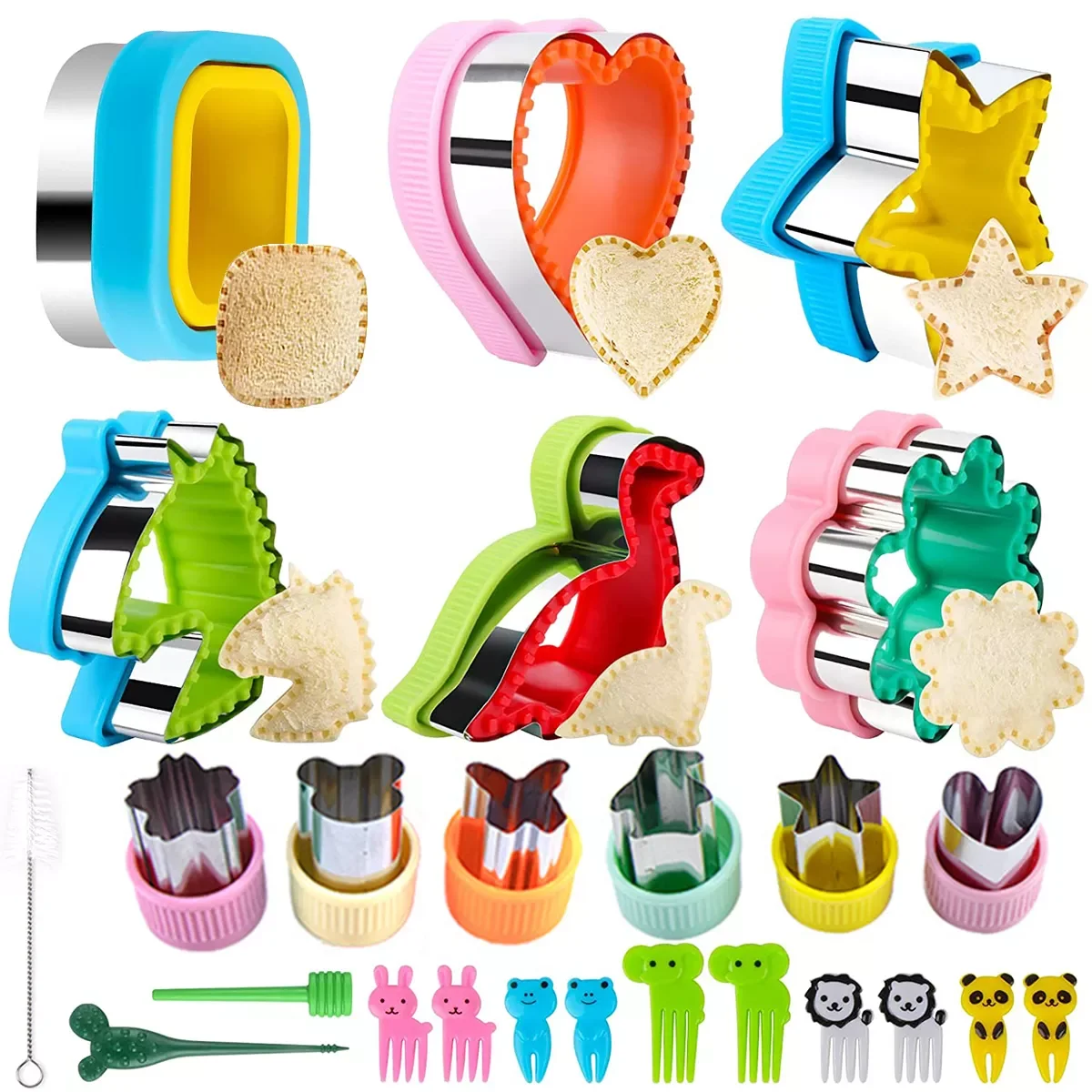 

NEW2023 Sandwich Cutter Set for Kids DIY Dinosaur Star Heart Shape Stainless Steel Bread Mould Fruit Cutter Cookie Mold Kitchen