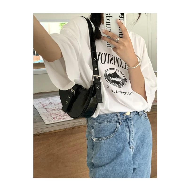 Spring 2023 Summer New Women's Bag Bag Fashion Black Crocodile Pattern Shoulder Underarm Bag All-Match Fashion Handbag for Women